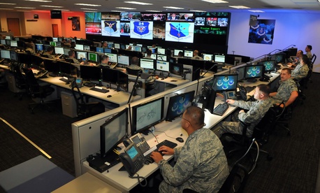 Personnel at the 624th Operations Center at Joint Base San Antonio conduct cyber operations in during exercise Cyber Flag. 