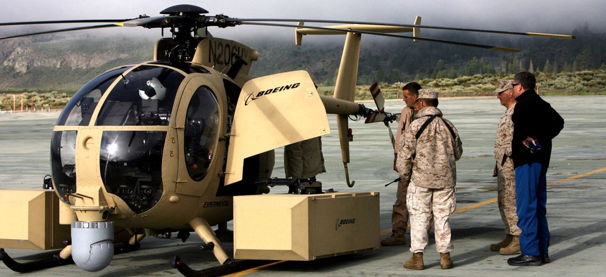 Seen here, a version of the Unmanned Little Bird helicopter.