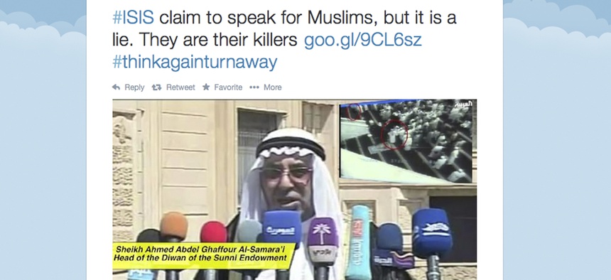 This screen grab from the State Department's "Think Again Turn Away" page was taken on Sept. 20, 2014.