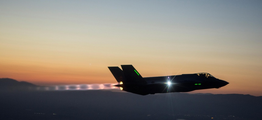 An F-35 Integrated Test Force completes a series of night flights, on December 27, 2013.