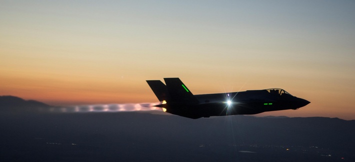 An F-35 Integrated Test Force completes a series of night flights, on December 27, 2013.