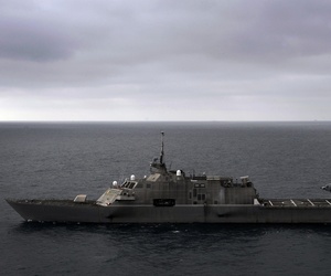 An MH-60R Sea Hawk helicopter assigned to Helicopter Maritime Strike Squadron (HSM) 77 prepares to land aboard the littoral combat ship USS Freedom, on June 7, 2011. An MH-60R Sea Hawk helicopter assigned to Helicopter Maritime Strike Squadron (HSM) 77 prepares to land aboard the littoral combat ship USS Freedom, on June 7, 2011.