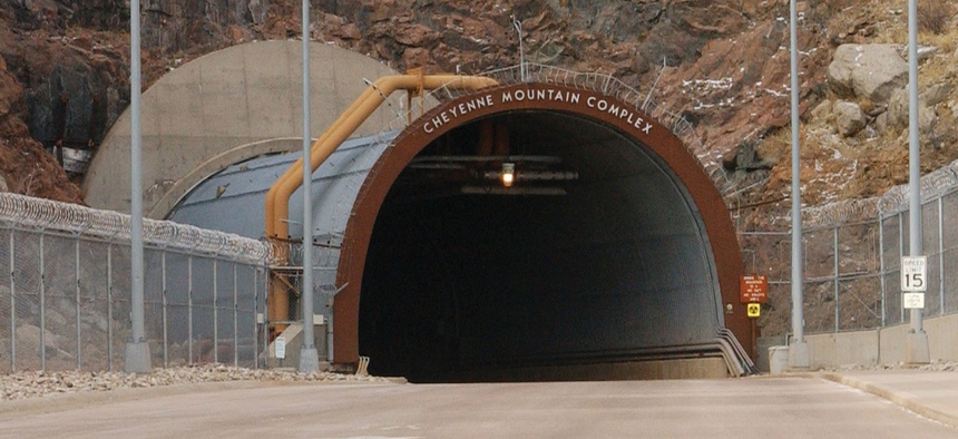 The entrance of the Cheyenne Mountain complex.