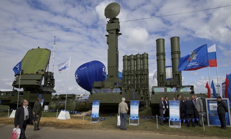 Russian air defense system missile system Antey 2500, or S-300 VM, is on display at the opening of the MAKS Air Show in Zhukovsky outside Moscow on Tuesday, Aug. 27, 2013. Russian air defense system missile system Antey 2500, or S-300 VM, is on display at the opening of the MAKS Air Show in Zhukovsky outside Moscow on Tuesday, Aug. 27, 2013.