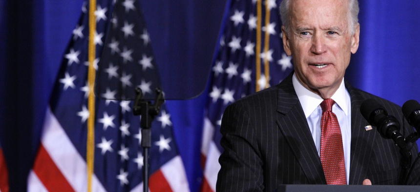 Vice President Joe Biden speaks about U.S. policy in Iraq, Thursday, April 9, 2015.