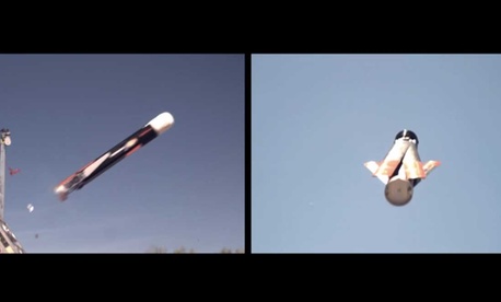A LOCUST drone is launched out of a tube, during a test by the Office of Naval Research. A LOCUST drone is launched out of a tube, during a test by the Office of Naval Research.
