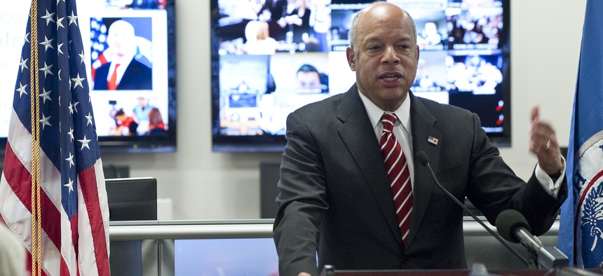 DHS Secretary Jeh Johnson speaks to FEMA employees, on March 30, 2015.