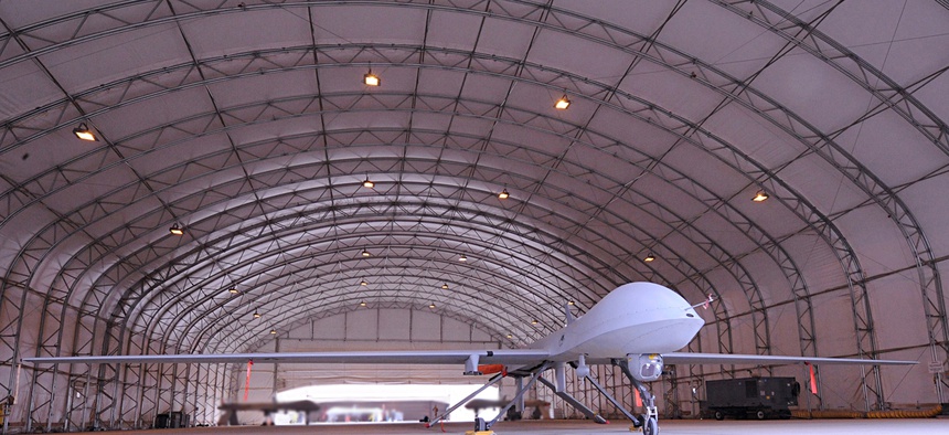An MQ-1 Predator stands ready to take to the skies, Jan. 30, in support of the 2009 Iraqi provincial elections