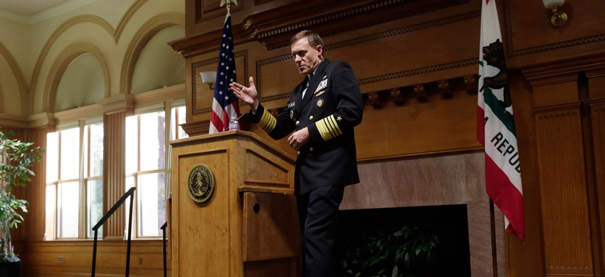 National Security Agency director Mike Rogers speaks at Stanford University, Monday, Nov. 3, 2014, in Stanford, Calif.