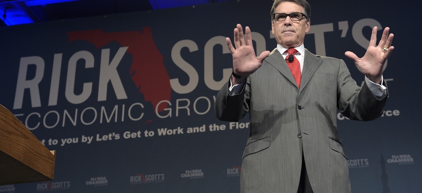 Former Texas Gov. Rick Perry speaks during Rick Scott's Economic Growth Summit in Lake Buena Vista, Fla., Tuesday, June 2, 2015.