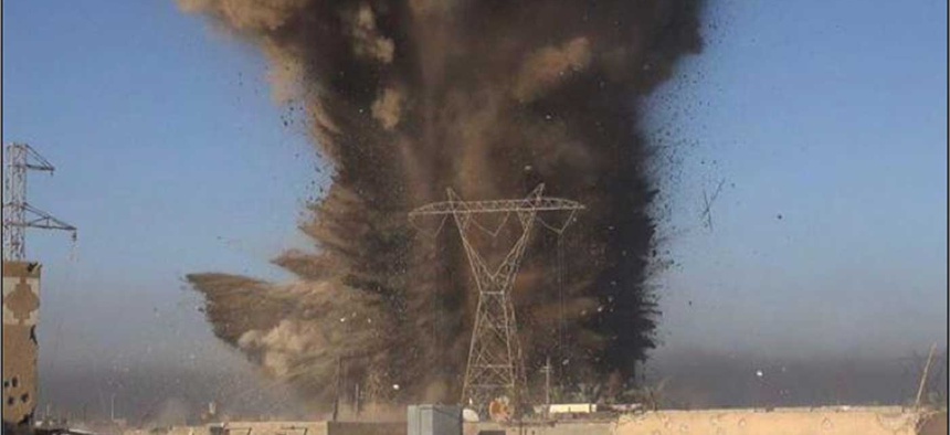 ISIS conducted an IED attack against an Iraqi Army headquarters building in Ramadi, on March 11, 2015.