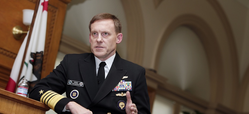 National Security Agency director Mike Rogers speaks at Stanford University, Monday, Nov. 3, 2014.