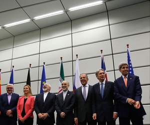 The Iran nuclear deal negotiating parties pose for a group photo at the United Nations building in Vienna, Austria, Tuesday July 14, 2015. The Iran nuclear deal negotiating parties pose for a group photo at the United Nations building in Vienna, Austria, Tuesday July 14, 2015.