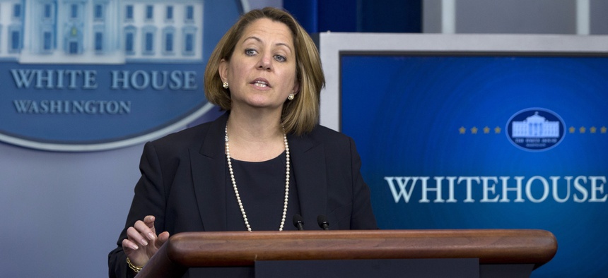Assistant to the President for Homeland Security and Counterterrorism Lisa Monaco speaks during the daily news briefing at the White House, in Washington, Wednesday, June 24, 2015.