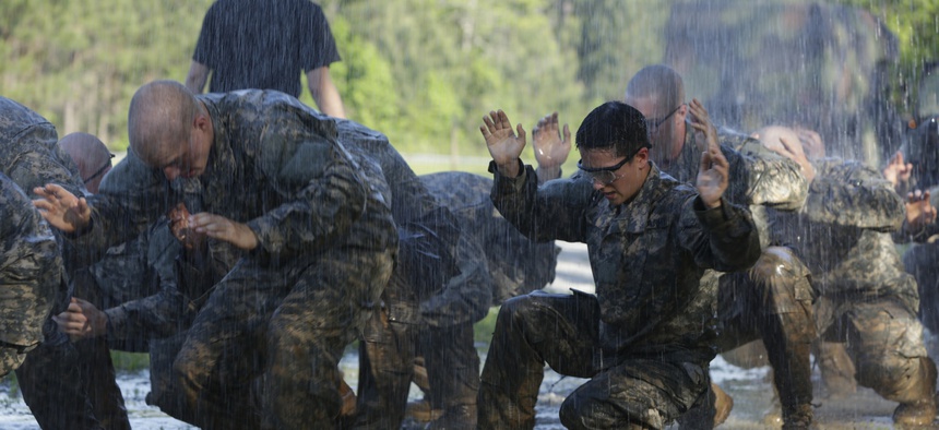 U.S. Army soldiers during the Ranger Course on Fort Benning, Ga., on April 21, 2015.