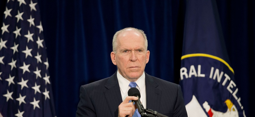 CIA Director John Brennan during a news conference at CIA headquarters in Langley, Va., Thursday, Dec. 11, 2014.