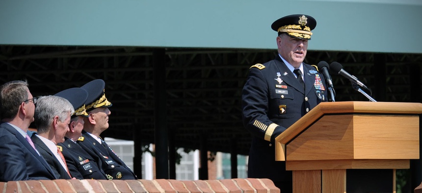 Army Chief of Staff Gen. Mark A. Milley's change-of-command ceremony at Joint Base Myer-Henderson Hall's Summeral Field in Arlington, Va., Aug. 14, 2015.