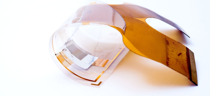 Large-area fully-organic photodetector array fabricated on a flexible substrate. The imager is sensitive in the wavelength range suitable for x-ray imaging applications (developed by imec, Holst Centre and Philips Research.) 2013