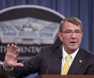 Defense Secretary Ash Carter speaks during a news conference at the Pentagon, Thursday, Aug. 20, 2015. Defense Secretary Ash Carter speaks during a news conference at the Pentagon, Thursday, Aug. 20, 2015.