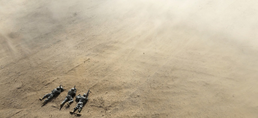 U.S. Army Soldiers, assigned to the Michigan National Guard secure a landing zone during an infiltration/exfiltration mission, part of Exercise Northern Strike at the Joint Maneuver Training Center, Camp Grayling, Mich., July 23, 2015.