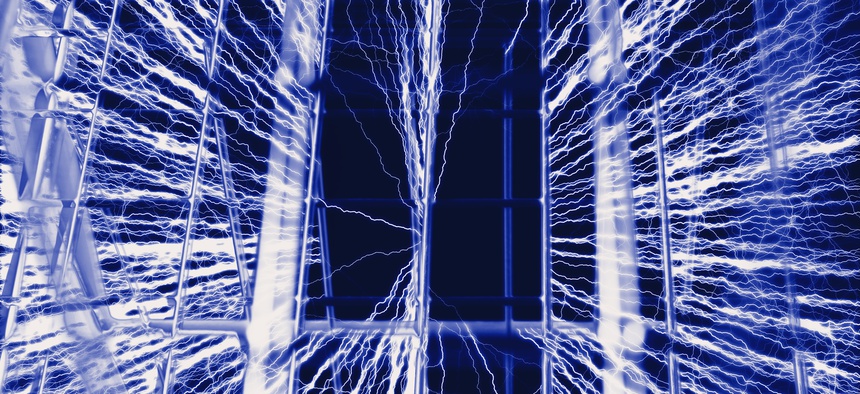 an artistic representation of a Faraday cage