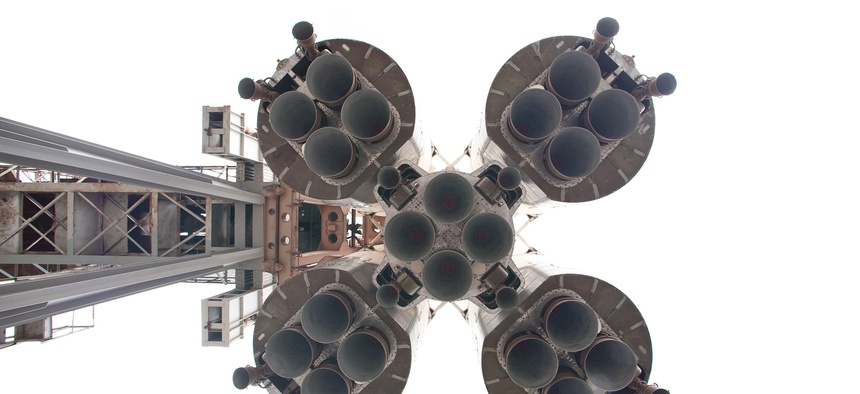 A Vostok rocket on display in Moscow.