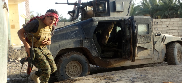 Iraqi security forces joined with Iraqi Army and allied Sunni volunteer tribal fighters, supported by U.S.-led coalition airstrikes, in the assault on Ramadi, Dec. 2, 2015