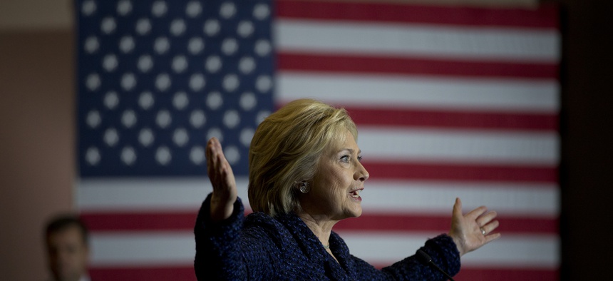 Democratic presidential candidate Hillary Clinton speaks during a rally on the campus of Simpson College Thursday, Jan. 21, 2016, in Indianola, Iowa.