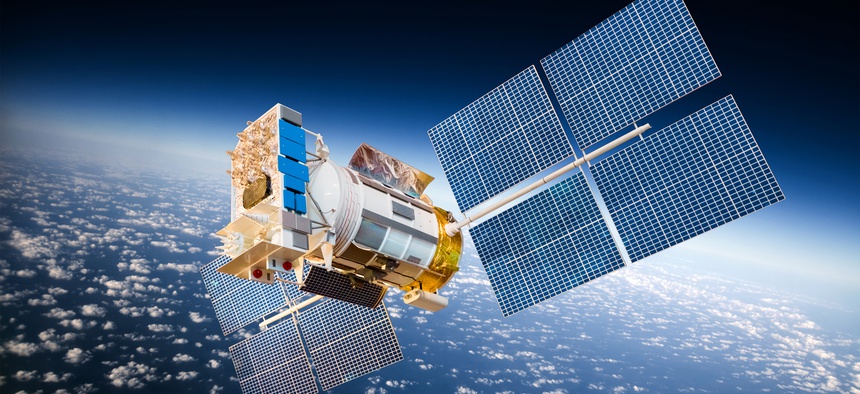 Artistic rendering of a satellite.