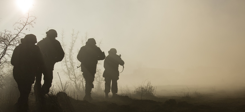 U.S. Marines, along with Bulgarian and Romanian Forces, train together at Novo Selo Training Area, Bulgaria, Jan. 15, 2016.