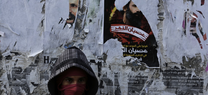 A Bahraini anti-government protester in Sitra, Bahrain.