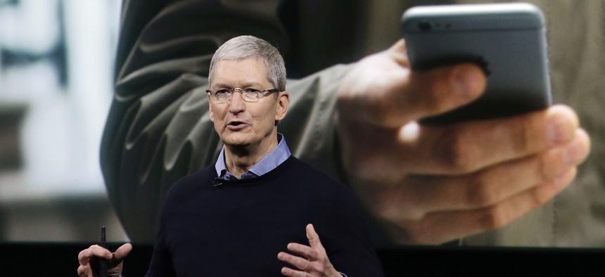 Apple CEO Tim Cook speaks at an event to announce new products at Apple headquarters, Monday, March 21, 2016, in Cupertino, Calif.