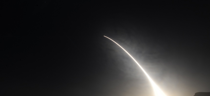 An unarmed Minuteman III intercontinental ballistic missile launches during an operational test at 11:34 p.m., Feb. 20, 2016, Vandenberg Air Force Base, Calif.