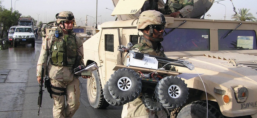 From the early days of the U.S. Army's Rapid Equipping Force: the 1st Cavalry Division sets out to deploy the Marcbot system in Iraq in 2004.