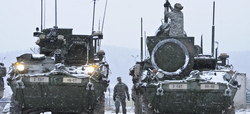 Soldiers at the exercise Allied Spirit I at Hohenfels Training Area located in Hohenfels, Germany, Jan. 20, 2015.