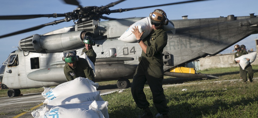Joint Task Force Matthew delivered over 10,000 pounds of supplies on their first day of relief operations.