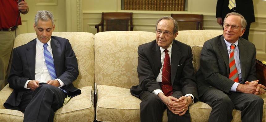 Former Defense Secretary William Perry in the Oval Office for a 2009 meeting with President Barack Obama.