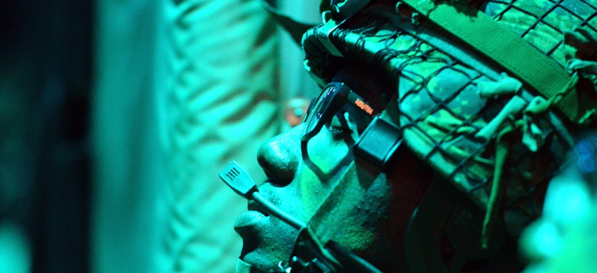 A Soldier with 3rd Battalion Princess Patricia’s Canadian Light Infantry rests aboard a C-130 aircraft on its way to Canadian Forces Base Cold Lake, where 3rd Battalion Soldiers will board American helicopters.