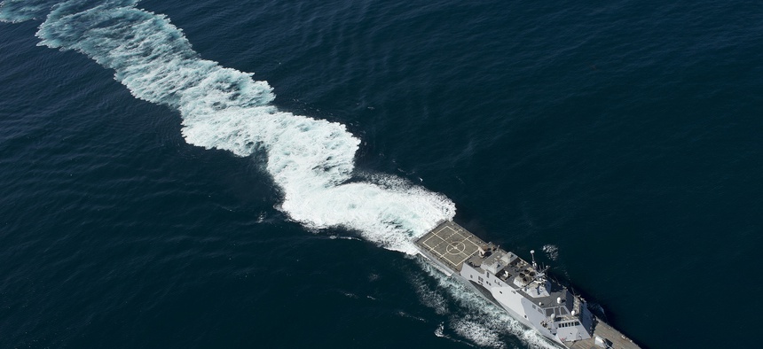 The USS Freedom, the lead ship of the Freedom variant of LCS, is shown off the coast of California.