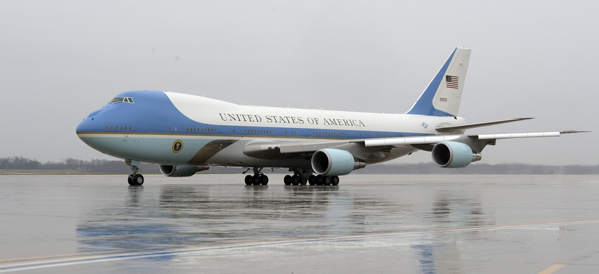 A current Air Force One, with President Barack Obama inside, prepares to take off from Andrews Air Force Base, Md., on Dec. 6, 2016.