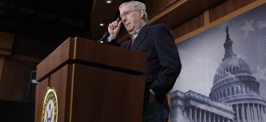 Senate Majority Leader Mitch McConnell of Ky., speaks during a news conference on Capitol Hill in Washington, Monday, Dec. 12, 2016.