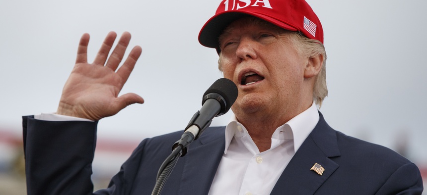 U.S. President-elect Donald Trump speaks during a rally at Ladd-Peebles Stadium in Mobile, Ala., Dec. 17, 2016.