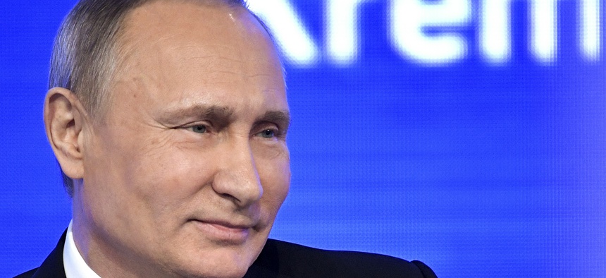 Russian President Vladimir Putin at his annual news conference last week.