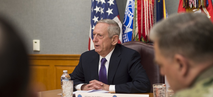 Secretary of Defense James Mattis meets with the Joint Chiefs of Staff at the Pentagon, Jan. 23, 2017.