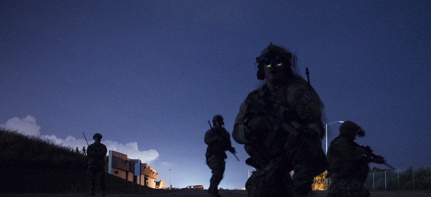 U.S. Army and Air Force special operators train at Naval Station Pascagoula, Miss., during Southern Strike 17, Oct. 26, 2016.