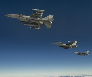 A formation of F-16 Fighting Falcons from the 421st Fighter Squadron, Hill Air Force Base, Utah, depart the snow-laden state en route to San Diego, Calif., Jan. 18, 2013. A formation of F-16 Fighting Falcons from the 421st Fighter Squadron, Hill Air Force Base, Utah, depart the snow-laden state en route to San Diego, Calif., Jan. 18, 2013.