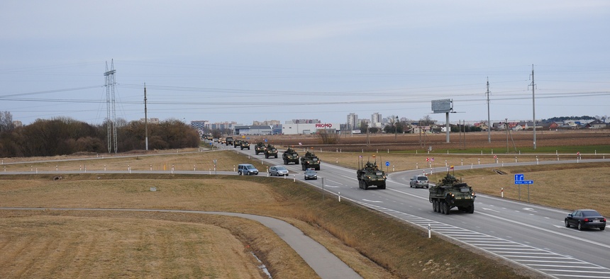 A U.S. Army road march, known as “Dragoon Ride," as part of Operation Atlantic Resolve, in March 2015.