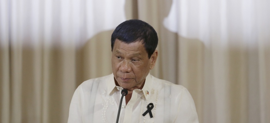 Philippine President Rodrigo Duterte speaks during a joint press conference with Thailand's Prime Minister Prayuth Chan-ocha at the government house in Bangkok, Thailand, Tuesday, March 21, 2017.