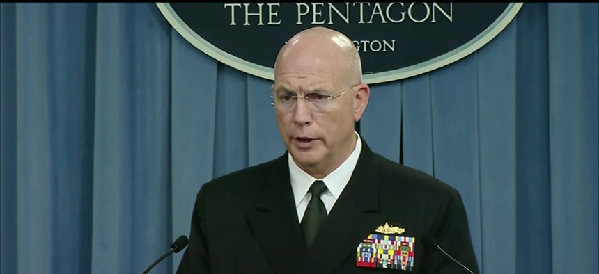 Adm. Kurt W. Tidd, who leads U.S. Southern Commmand, briefs reporters at the Pentagon.