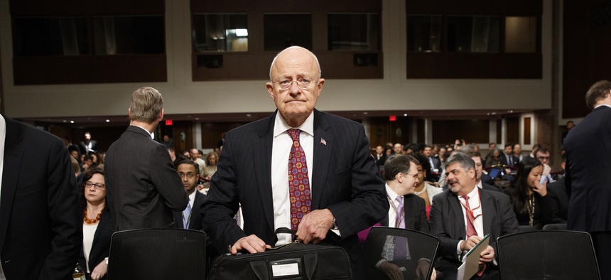 Director of National Intelligence James Clapper arrives on Capitol Hill in Washington, Thursday, Jan. 5, 2017.